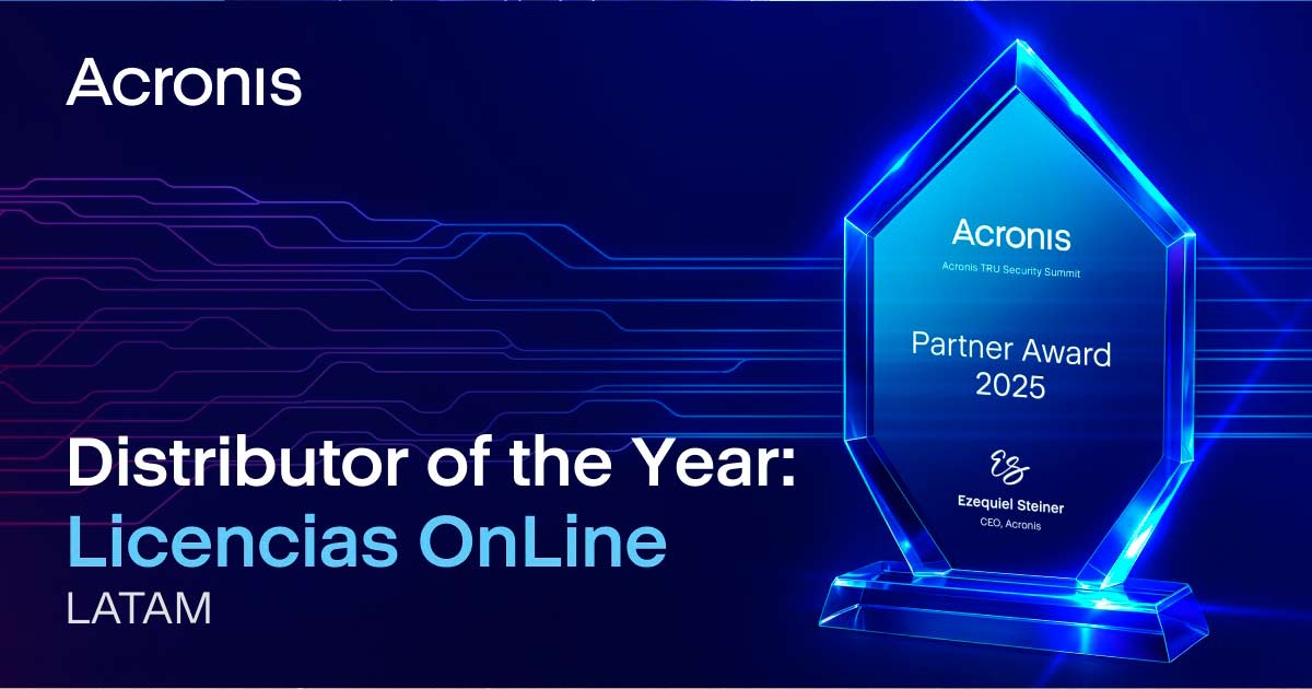 Licencias OnLine, Distribuidor del Año de Acronis