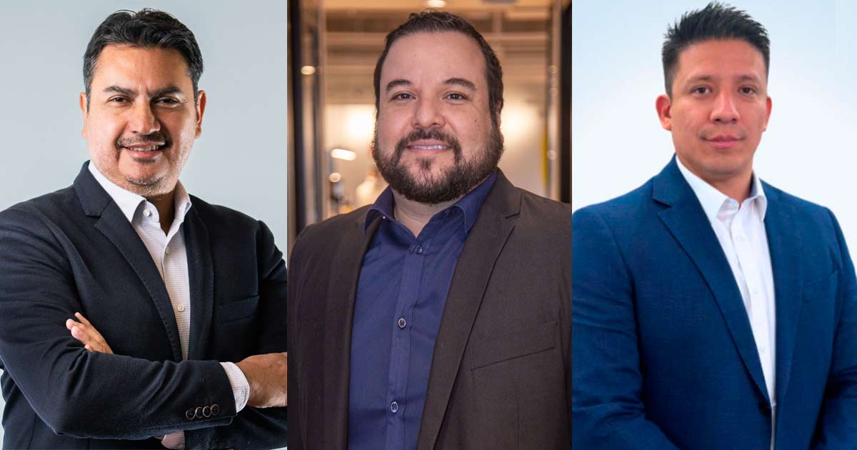 Gustavo Pérez, Director de Market Development; Robson Pacheco, Director interino de Cuentas Estratégicas; y David Goncalvez, Director de Sales Latam